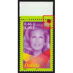 n°3394, variété "Tache rouge", Dalida, neuf ** sans charnière - SUPERBE