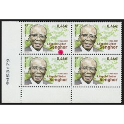 n°3537, variété "Boule rouge" dans bloc de 4, Leopold Sédar-Senghor, neuf **