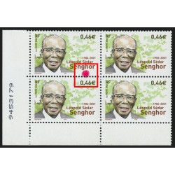 n°3537, variété "Boule rouge" dans bloc de 4, Leopold Sédar-Senghor, neuf **