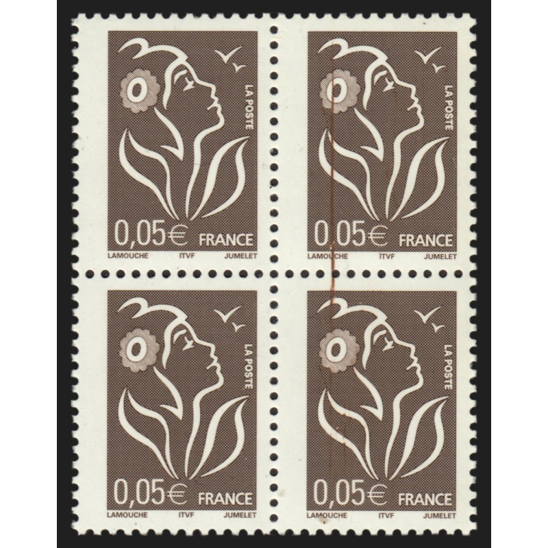 n°3754, variété "Griffure", Marianne de Luquet, 0€05 bistre-noir, neuf **