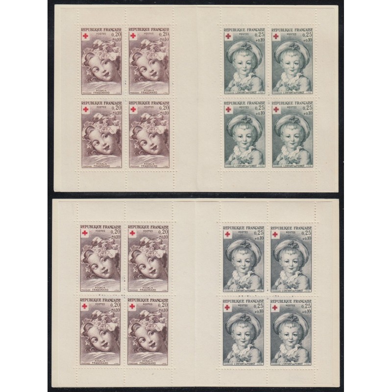 Carnet Croix-Rouge 1962, n°2011/2011A, les deux tirages, neufs ** - SUPERBE