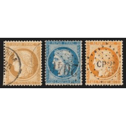 n°36/38, Cérès Siège de Paris 1870, série complète, oblitérés - TB 1er choix