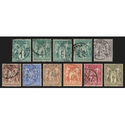n°61/72 (sauf n°62), Sage 1876, série complète Type I, oblitérés - TB 1er choix