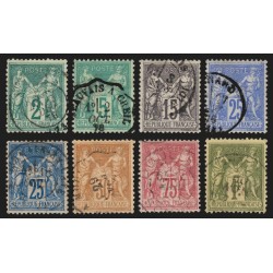 n°74/82 (sauf n°76), Sage 1876, série complète Type II, oblitérés - TB D'ASPECT