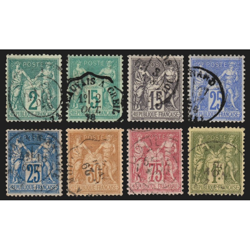 n°74/82 (sauf n°76), Sage 1876, série complète Type II, oblitérés - TB D'ASPECT