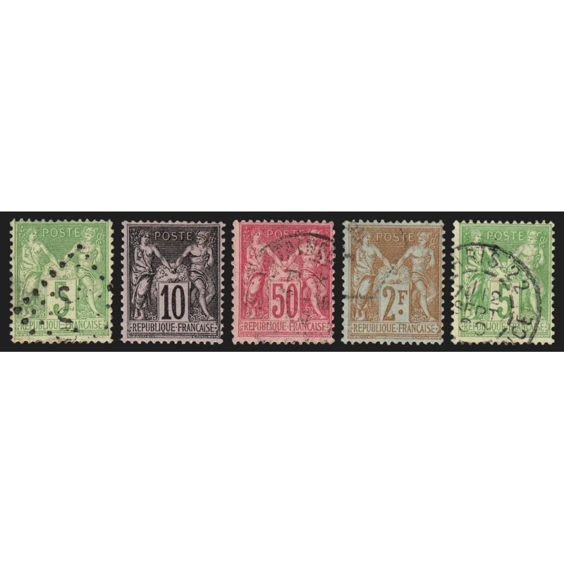 n°102/106, Sage 1898, série complète, oblitérés - TB 1er choix