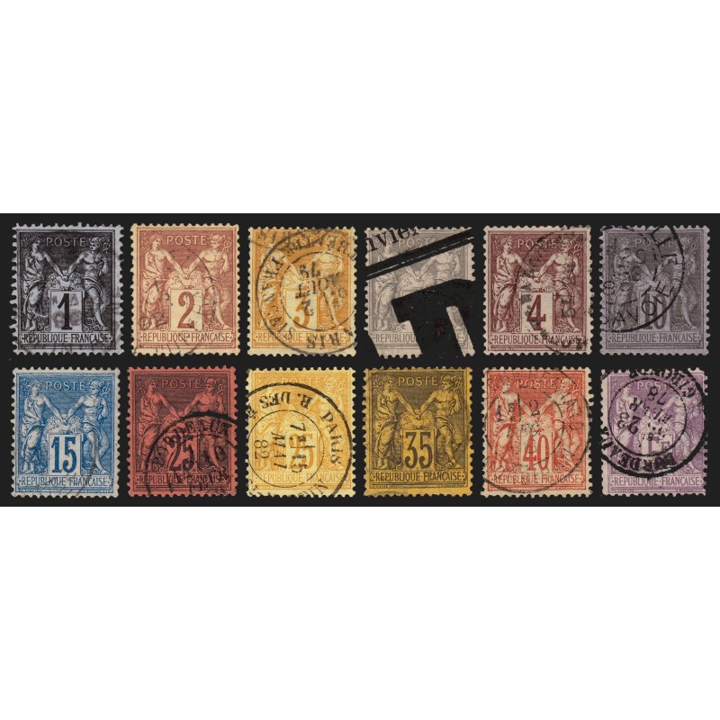 n°83/95, Sage 1877, série complète (sauf n°84), oblitérés - TB D'ASPECT