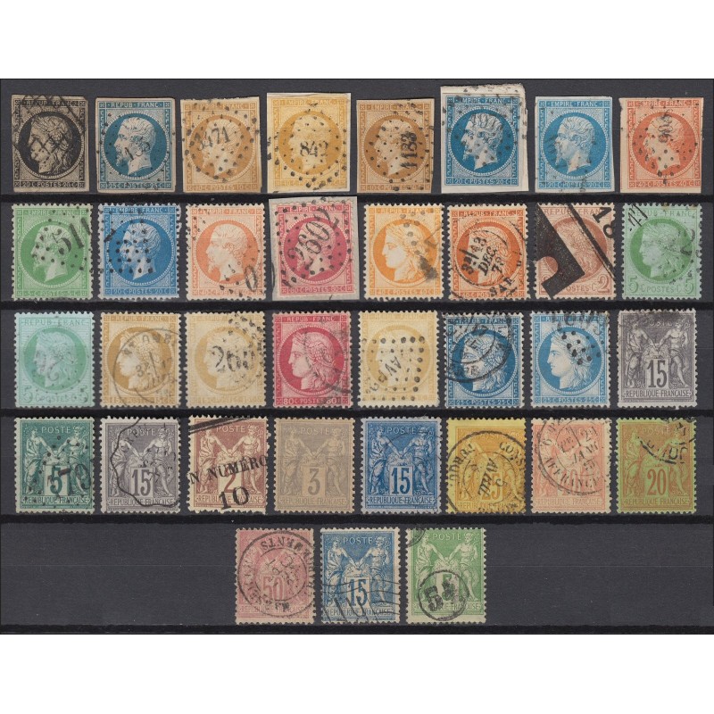 France 1849/1890, Collection de 35 timbres Cérès, Napoléon, Sage, COTE 540€