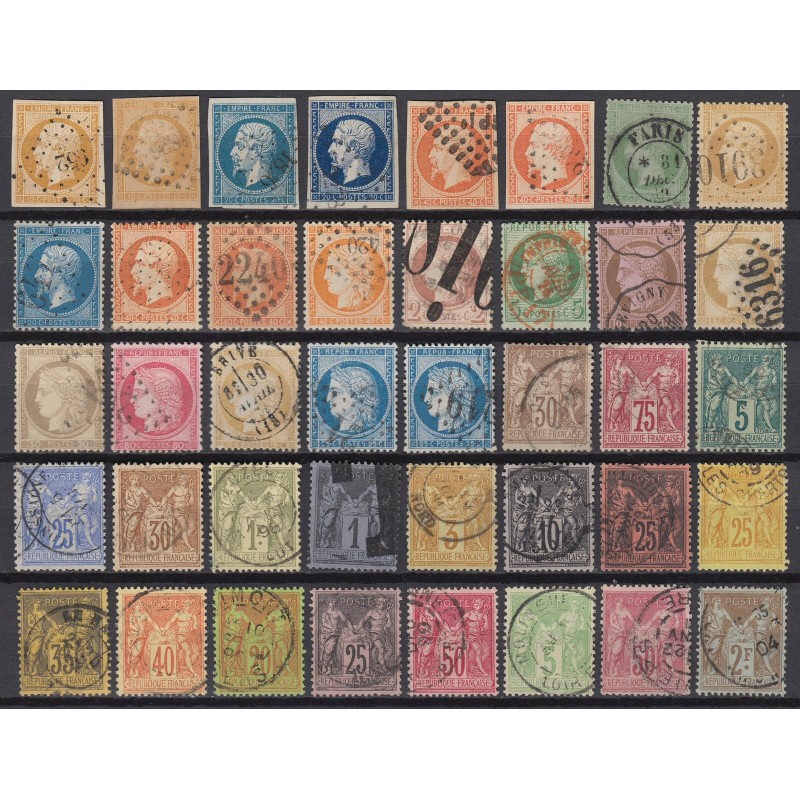 France 1849/1890 - Superbe collection 40 timbres Napoléon Cérès - TB 1er choix