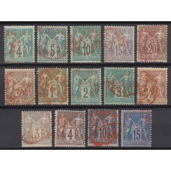 France 1876/1890 - Lot de 14 oblitérations ROUGE sur types Sage - B/TB