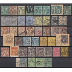 France 1876/1890 - Lot de 43 oblitérations "exotiques" sur types Sage - B/TB