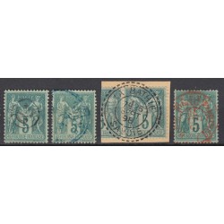 France 1876/1890 - Lot de 43 oblitérations "exotiques" sur types Sage - B/TB