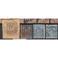 France 1876/1890 - Lot de 43 oblitérations "exotiques" sur types Sage - B/TB