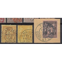 France 1876/1890 - Lot de 43 oblitérations "exotiques" sur types Sage - B/TB