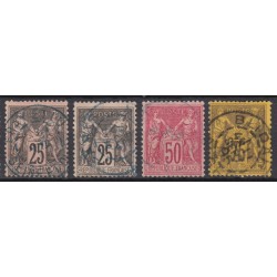 France 1876/1890 - Lot de 43 oblitérations "exotiques" sur types Sage - B/TB