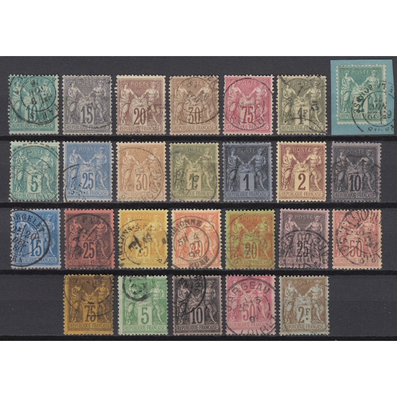 France 1876/1890 - Belle collection au type Sage, oblitérés COTE +400€ - B/TB