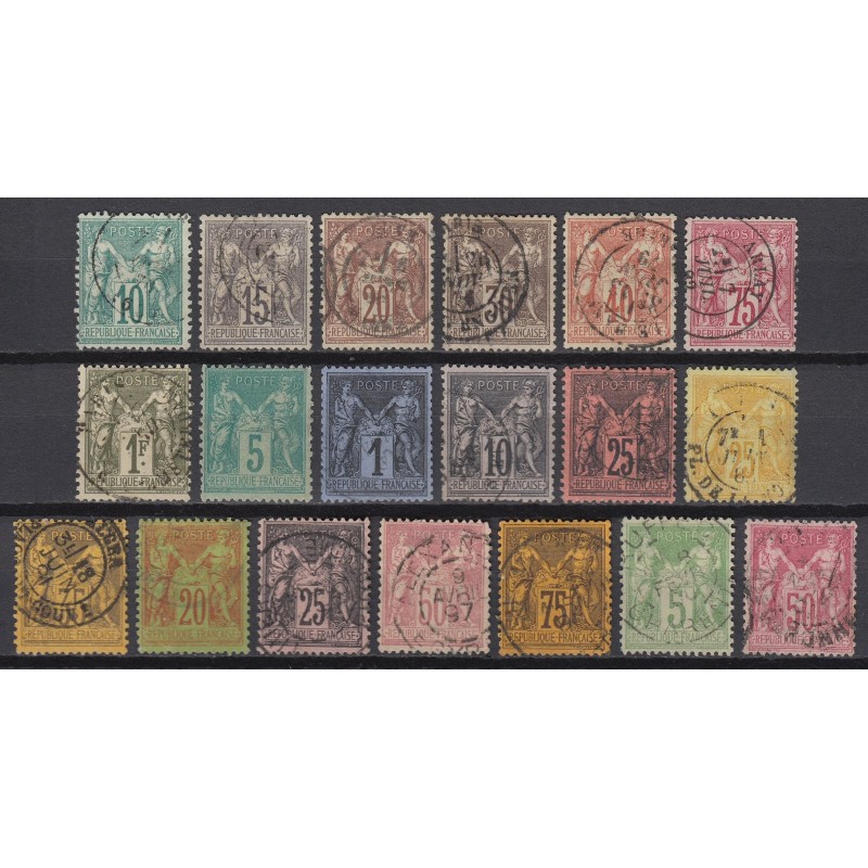 France 1876/1890 - Belle collection au type Sage COTE 385 € - TB D'ASPECT