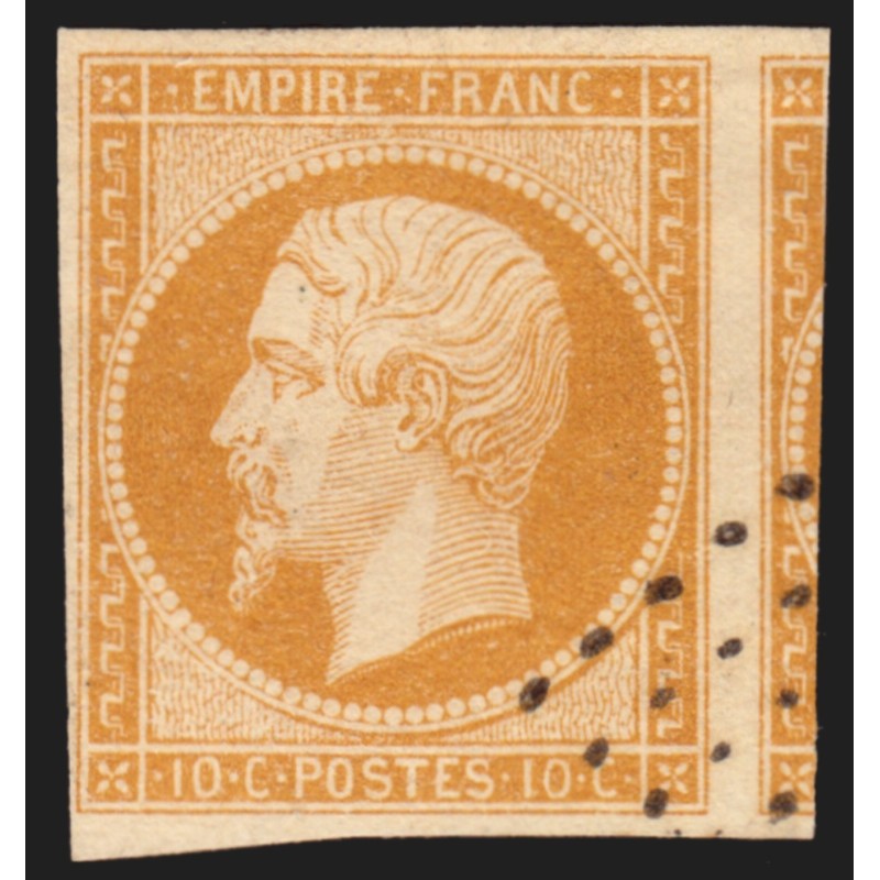 n°13A, Napoléon non-dentelé 10c bistre, effigie bien dégagée et voisin - TTB
