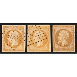 n°13A, les 3 nuances, bistre, bistre-orange, bistre-brun, oblitérés - TB