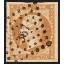 n°13Ac, 10c BISTRE-BRUN, Type I, oblitéré PC 367 BERCY - TTB