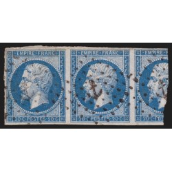 n°14A, paire/bande de trois, 20c bleu, oblitéré ANCRE maritime - B/TB