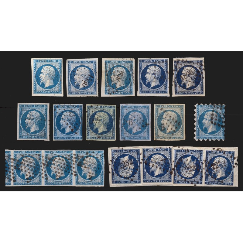 n°14A, Napoléon non-dentelé 20c bleu, joli nuancier de couleurs - TTB D'ASPECT