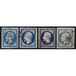 n°14A, joli nuancier de couleurs bleu, bleu-foncé, bleu-noir, bleu-laiteux - TB