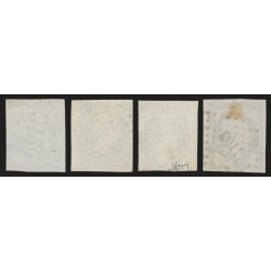 n°14A, joli nuancier de couleurs bleu, bleu-foncé, bleu-noir, bleu-laiteux - TB