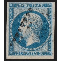 n°14B, variété "ligne devant le front / à la corne", 20c bleu, Type II - TB