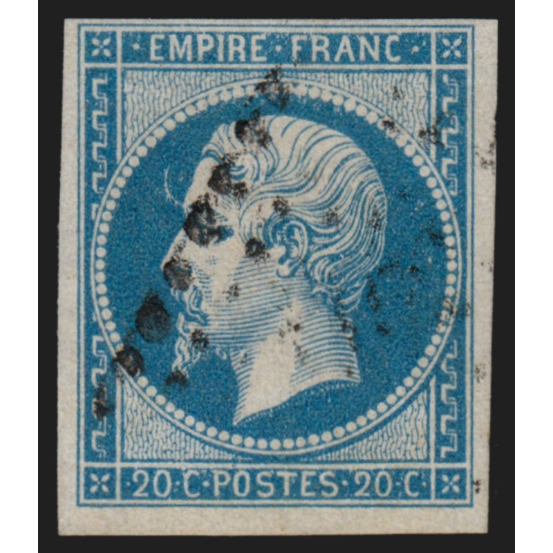n°14B, variété "ligne devant le front / à la corne", 20c bleu, Type II - TB