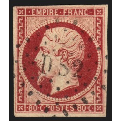 n°17A, 80c carmin, oblitéré bureau de Paris DS2 lettres romaines - TB