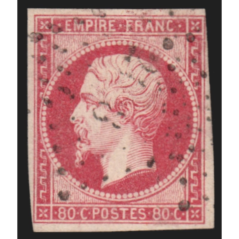 n°17B, Napoléon non-dentelé, 80c rose, oblitéré - TB