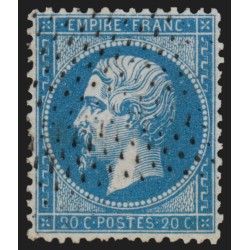 n°22, Napoléon 20c bleu, oblitéré pointillés - SUPERBE