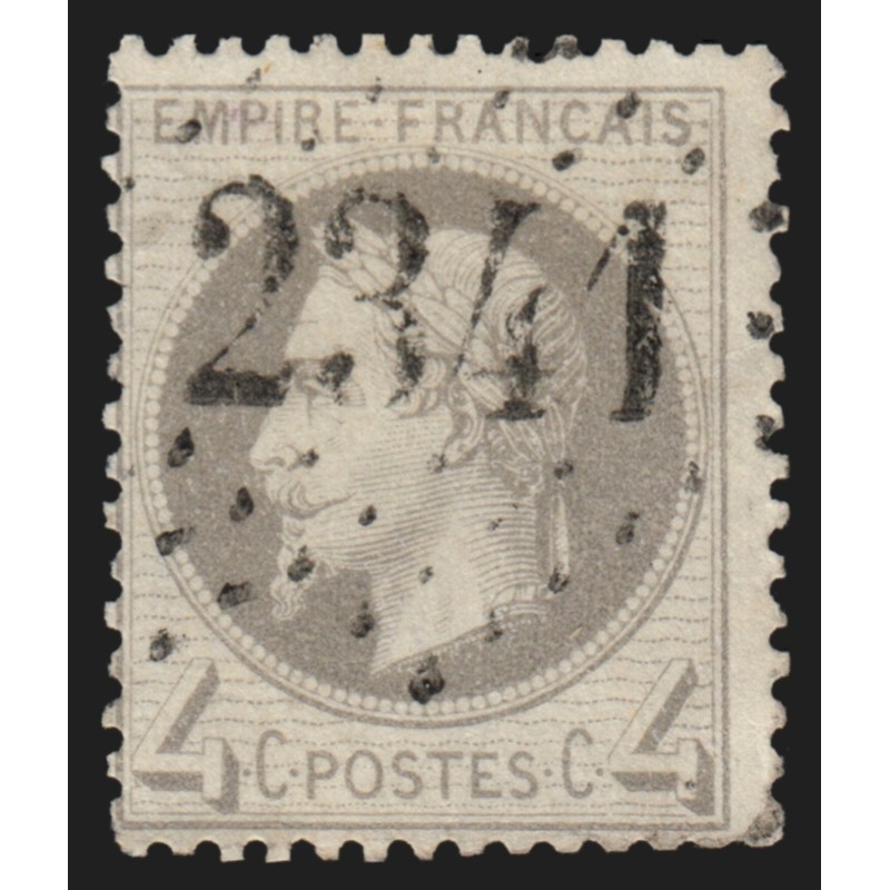 n°27B, 4c gris, Type II, oblitéré GC 2341 MEURSAULT - B/TB