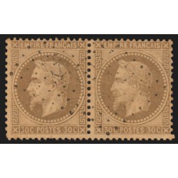 n°30, paire Napoléon Lauré, 30c brun-clair, oblitéré ANCRE maritime - TB