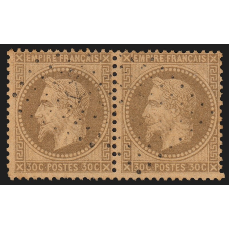 n°30, paire Napoléon Lauré, 30c brun-clair, oblitéré ANCRE maritime - TB