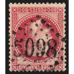 n°32, Napoléon Lauré, 80c rose, oblitéré GC 5098 SMYRNE Turquie - TB