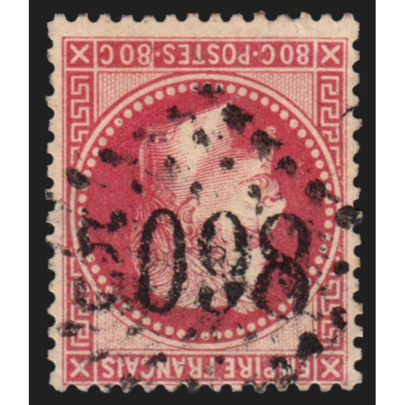 n°32, Napoléon Lauré, 80c rose, oblitéré GC 5098 SMYRNE Turquie - TB