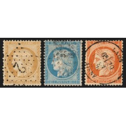 n°36/38, Cérès Siège de Paris 1870, série complète oblitérée - TB D'ASPECT
