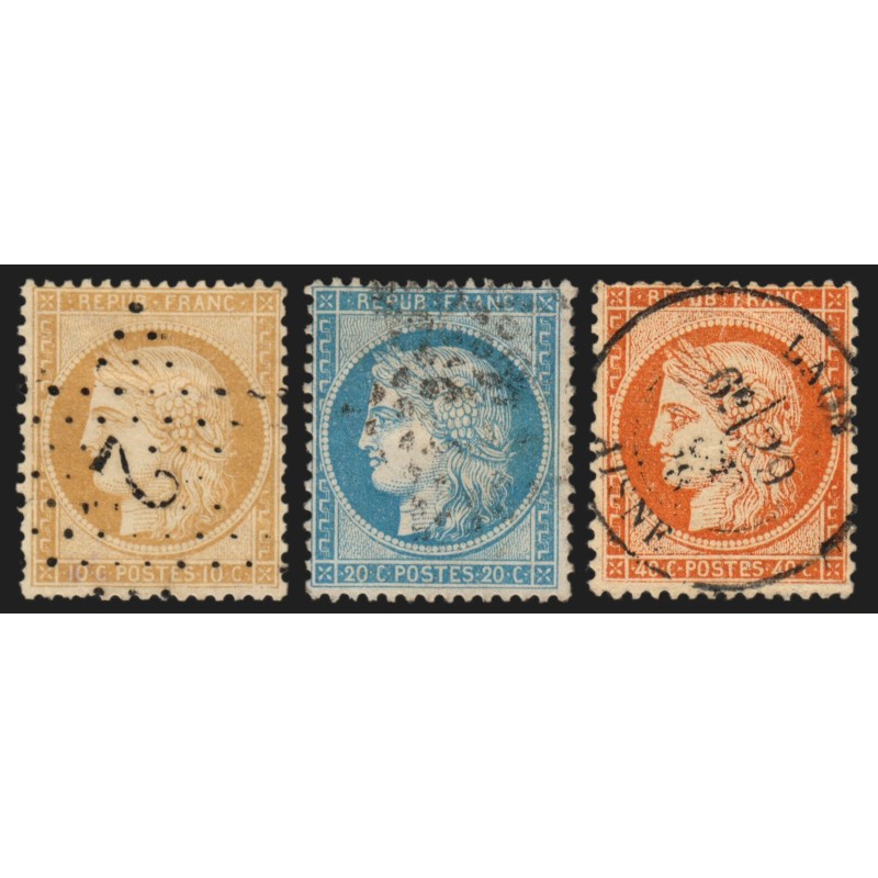 n°36/38, Cérès Siège de Paris 1870, série complète oblitérée - TB D'ASPECT