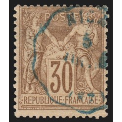 n°69, Sage 30c brun, Type I, oblitéré càd ondulé Nice EN BLEU - TB