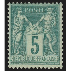 n°75, Sage 5c vert, Type II, neuf * légère trace de charnière - TB