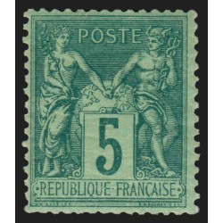 n°75, Sage 5c vert-sur-verdâtre, Type II, neuf * légère trace de charnière B/TB