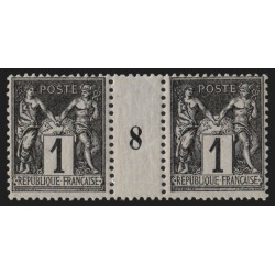 n°83, paire millésime 8, Sage 1c noir sur azuré, neuf ** sans charnière - TB