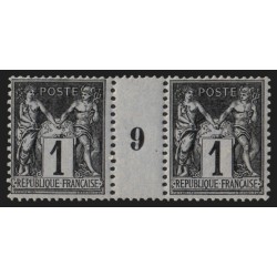 n°83, paire millésime 9, Sage 1c noir sur azuré, neuf ** sans charnière - TB