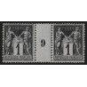 n°83, paire millésime 9, Sage 1c noir sur azuré, neuf ** sans charnière - TB