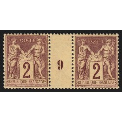 n°85, paire millésime 9, Sage 2c brun-rouge, neufs ** sans charnière - SUPERBE