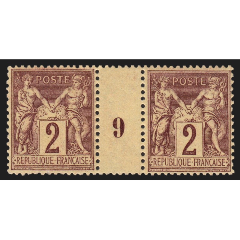n°85, paire millésime 9, Sage 2c brun-rouge, neufs ** sans charnière - SUPERBE