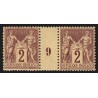 n°85, paire millésime 9, Sage 2c brun-rouge, neufs ** sans charnière - SUPERBE
