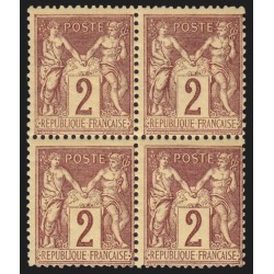 n°85, bloc de quatre, Sage 2c brun-rouge, neuf * dont 2 timbres ** - TB